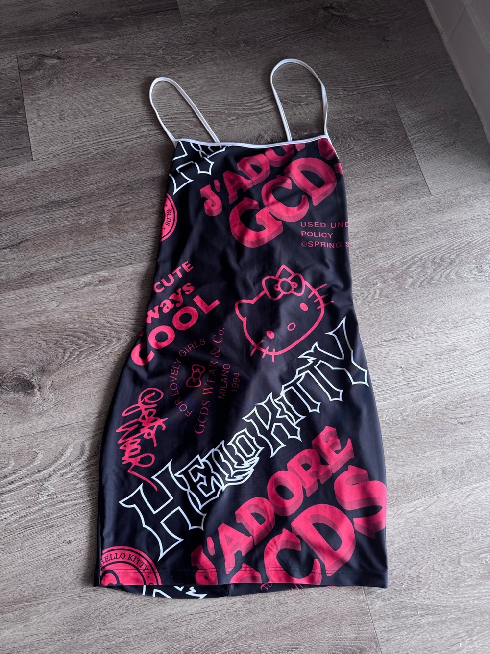 GCDS x Hello Kitty Graphic Lace Up Midi Dress XL
